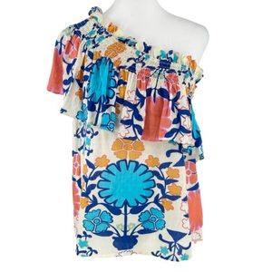 Rachel Roy XS one Shoulder Floral Top
